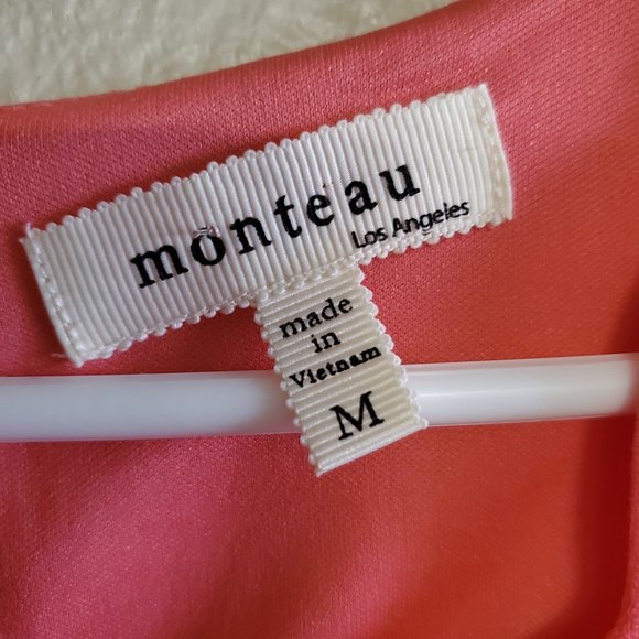 𝅺Pink/coral Medium(M) scalloped shift sleeveless monteau los angeles dress - Picture 3 of 7
